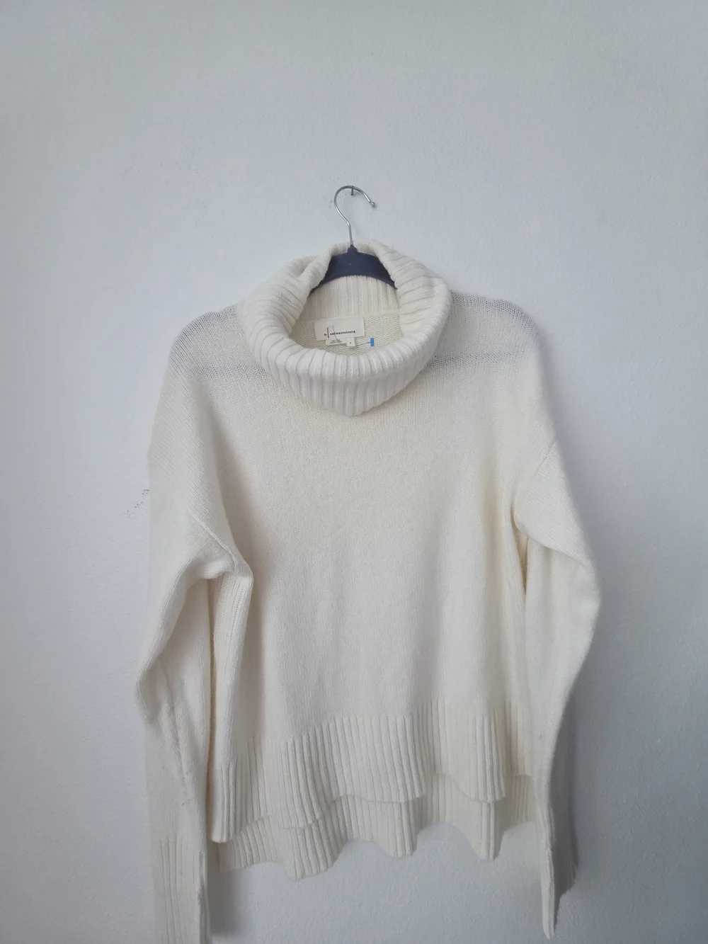 By Anthropologie Cream Turtleneck Sweater, Viscose Blend, Relaxed Fit, Size S